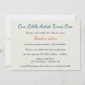 1歳の誕生日フランスのアーティストベビース絵を描ティスタジオ 招待状 (裏面)