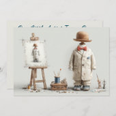 1歳の誕生日フランスのアーティストベビース絵を描ティスタジオ 招待状 (正面/裏面)