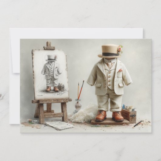 1歳の誕生日フランスのアーティストベビース絵を描ティスタジオ 招待状 (正面)