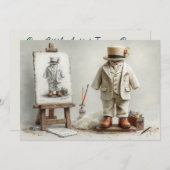 1歳の誕生日フランスのアーティストベビース絵を描ティスタジオ 招待状 (正面/裏面)