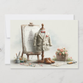 1歳の誕生日フランスのアーティストベビース絵を描ティスタジオ 招待状