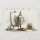 1歳の誕生日フランスのアーティストベビース絵を描ティスタジオ 招待状 (正面/裏面)