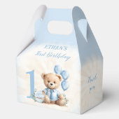 1歳の誕生日ブルーベージュベア番号中切り妻 フェイバーボックス (裏面)