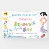 1歳の誕生日プールパーティーに飛び込もう 横断幕 (横)