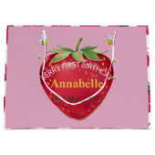 1歳の誕生日ベビー1stいちごキュート ラージペーパーバッグ (正面)