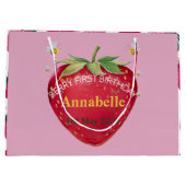 1歳の誕生日ベビー1stいちごキュート ラージペーパーバッグ (裏面)