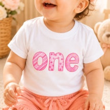 1歳の誕生日ベビーTシャツ ピンクの模様