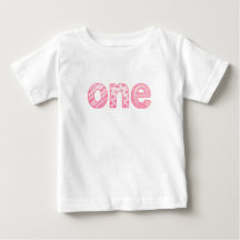 1歳の誕生日ベビーTシャツ ピンクの模様