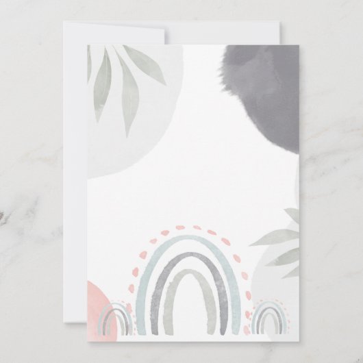 1歳の誕生日ボホウォーターの色のベビーシャワー 招待状 (裏面)