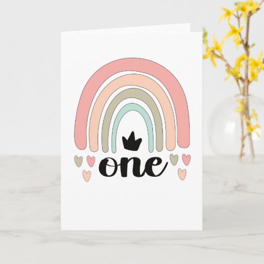 1歳の誕生日ボホレインボーパーティーキッズ カード (黄色い花)
