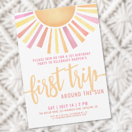 1歳の誕生日ボホ最初の旅のまわりに日 招待状