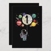 1歳の誕生日ボーイ宇宙飛行士1歳の誕生日 招待状 (正面/裏面)