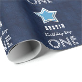 1歳の誕生日ボーイ1歳の海軍ホワイトスターD053 ラッピングペーパー (ロールコーナー)