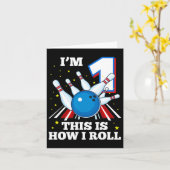 1歳の誕生日ボーリングI'm 1 This Is How I 転が Funn  カード (黄色い花)