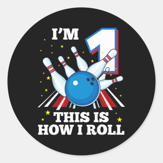1歳の誕生日ボーリングI'm 1 This Is How I 転が Funn  ラウンドシール (正面)