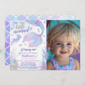 1歳の誕生日マーメイドフォト誕生日 招待状 (正面/裏面)