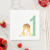 1歳の誕生日モダン黄ミニマルキリン スタンダードランチョンナプキン (インサイチュ)