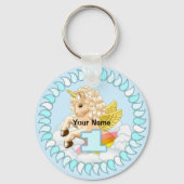 1歳の誕生日ユニコーンカスタムキーホルダー キーホルダー (正面)