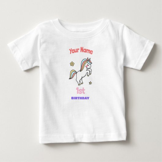 1歳の誕生日ユニコーン ベビーTシャツ (正面)