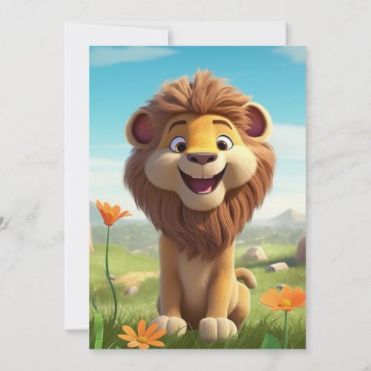 1歳の誕生日ライオンパーソナライズされたキッズネーム年齢 招待状 (裏面)