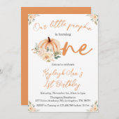 1歳の誕生日リトルカボチャ秋/秋 招待状 (正面/裏面)