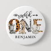 1歳の誕生日ワイルドワンサファリの動物テーマ 缶バッジ (正面)