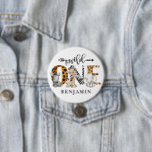 1歳の誕生日ワイルドワンサファリの動物テーマ 缶バッジ (インサイチュ)