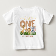 1歳の誕生日ワイルドワンジャングルベビーTシャツ
