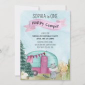 1歳の誕生日ワンハッピーキャンパーウッドランドキャンプ 招待状 (正面)