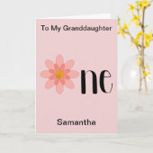 1歳の誕生日ワンフラワーグランドドーター誕生日 カード (黄色い花)