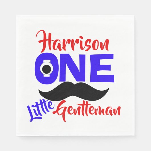 1歳の誕生日ワンリトルパーソナライズされた紳士 スタンダードランチョンナプキン (正面)