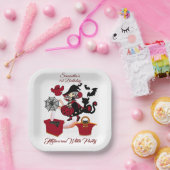 1歳の誕生日不気味ウィッチパーティーハロウィンキャットかわいい ペーパープレート (パーティー)