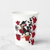 1歳の誕生日不気味ウィッチパーティーハロウィンキャットかわいい 紙コップ (裏面)