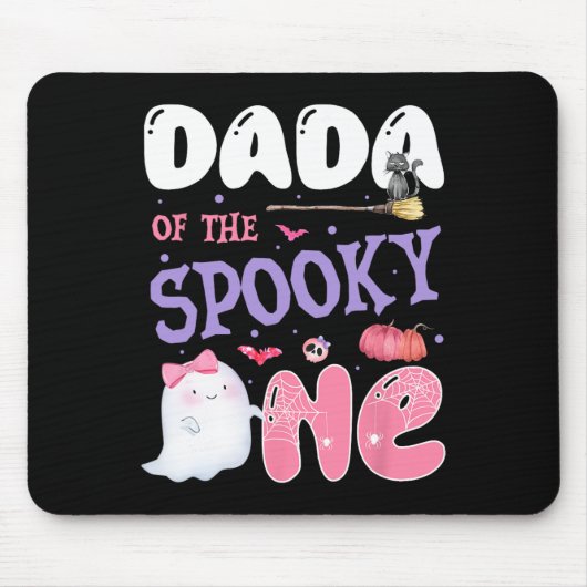 1歳の誕生日不気味ハロウィンピンクのダダ マウスパッド (正面)