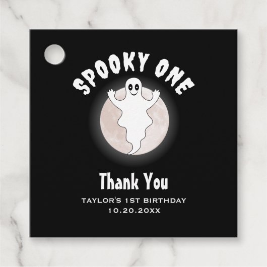 1歳の誕生日不気味1歳のおもしろいファースト・ハロウィーン幽霊 フェイバータグ (正面)