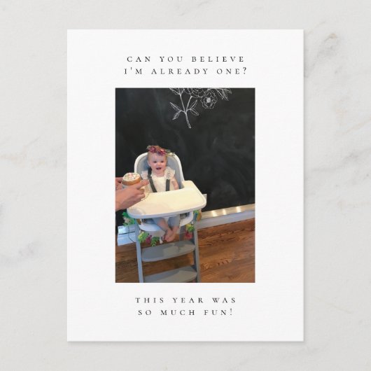 1歳の誕生日写真感謝はがき ポストカード (正面)