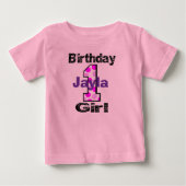 1歳の誕生日女の子シャツ 水玉1歳 ベビーTシャツ (正面)