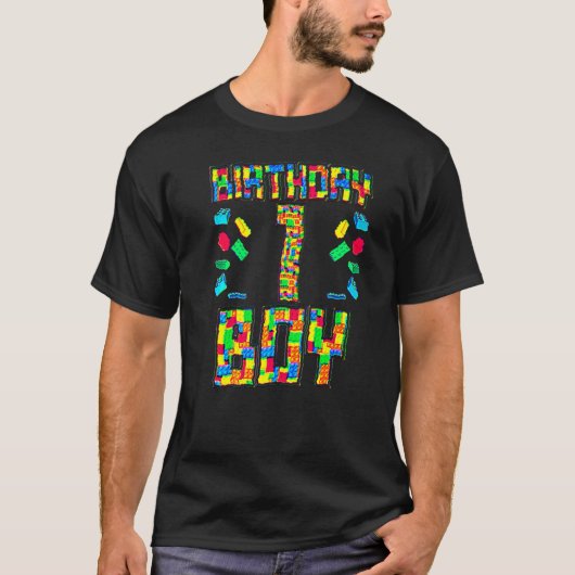 1歳の誕生日少年とパズルゲーム幼児 Tシャツ (正面)