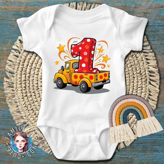 1歳の誕生日建設 ベビーボディスーツ