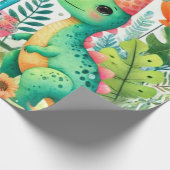 1歳の誕生日恐竜の男の子の水彩画 ラッピングペーパー (角)