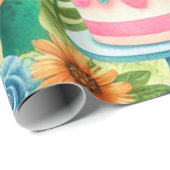 1歳の誕生日恐竜の男の子の水彩画 ラッピングペーパー (ロールコーナー)