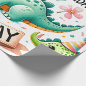 1歳の誕生日恐竜の男の子の水彩画 ラッピングペーパー (角)