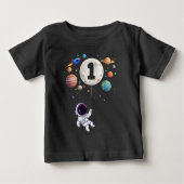 1歳の誕生日惑星宇宙飛行士1歳 ベビーTシャツ (正面)
