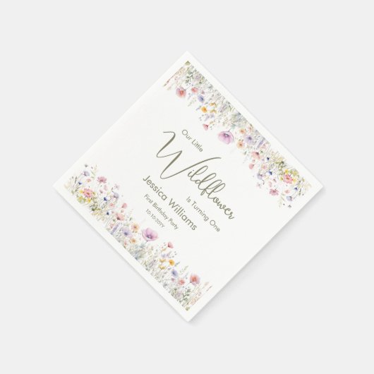 1歳の誕生日我々の小さな野花が一つ回る スタンダードカクテルナプキン (角)