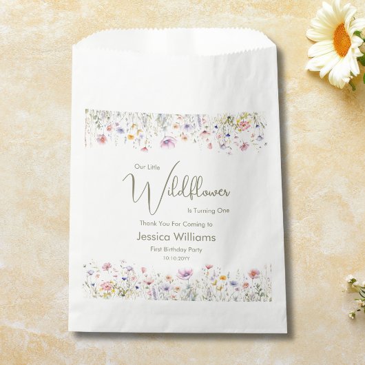 1歳の誕生日我々の小さな野花が一つ回る フェイバーバッグ