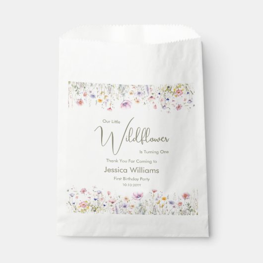 1歳の誕生日我々の小さな野花が一つ回る フェイバーバッグ (正面)