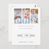 1歳の誕生日招待状フォトボーイ、パーティー招待 ポストカード (正面/裏面)