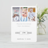 1歳の誕生日招待状フォトボーイ、パーティー招待 招待状 (スタンド正面)