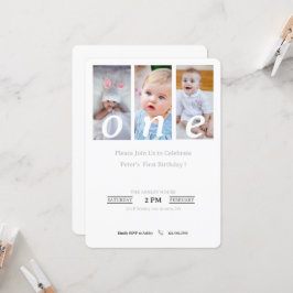 1歳の誕生日招待状フォトボーイ、パーティー招待 招待状