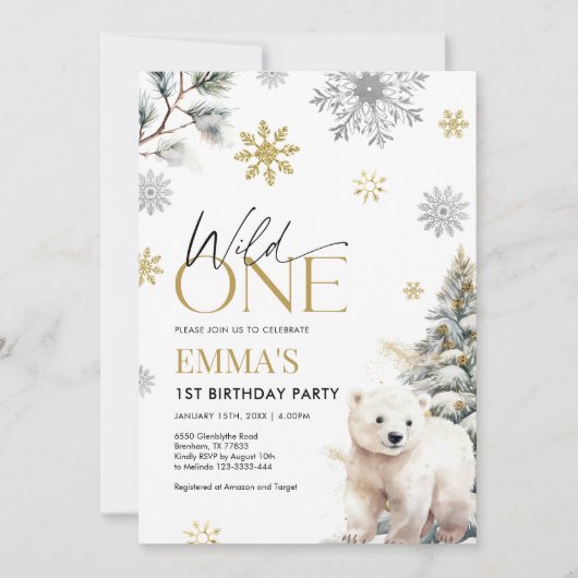 1歳の誕生日招待状ベアワイルドワン誕生日 招待状 (正面)